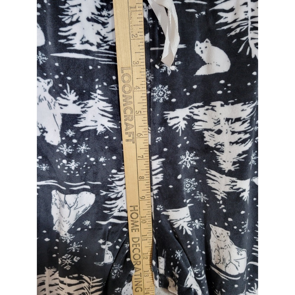 Cuddle Duds Jogger Pajama Lounge Pants Womens Sz PXL Black White‎ Velour Bears - Picture 7 of 8